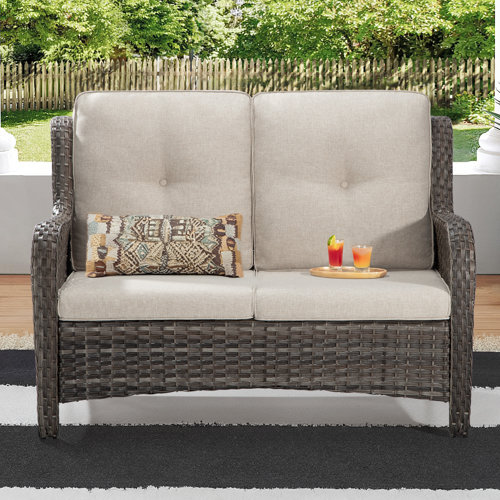 Winston Porter Meikel 49'' Wicker Outdoor Loveseat Wayfair